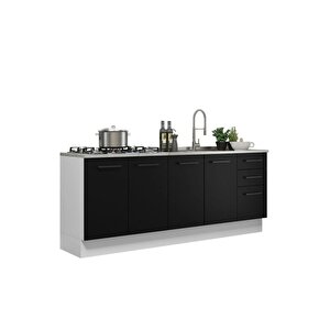 Sofia Mutfak 4 Kapaklı-3 Çekmeceli Alt Modül -200 Cm - Çok Amaçlı Dolap-beyaz Laminat Tezgah Dahil