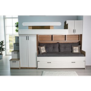 Viola Komple Mdf Dolaplı Yavrulu  Ranza Montaj Dahil Mb