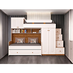 Viola Komple Mdf Dolaplı Yavrulu  Ranza Montaj Dahil Cb