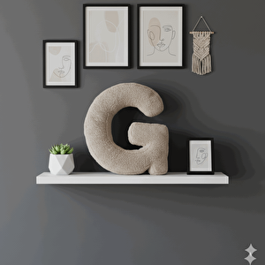 Litera, G Harfi, Yastık, Kırlent, Elyaf Dolgulu, Welsoft Kumaş, 40 Cm