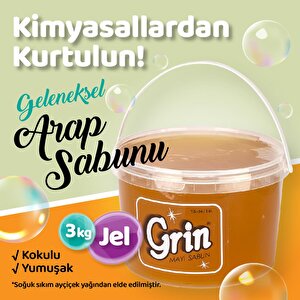 3 Kg Jel Arap Sabunu | Grin Ayçiçek Yağlı Kokulu Jel Sabun | Deterjan Alternatifi Yüzey Temizleyici