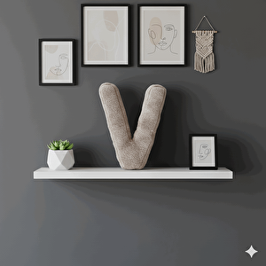 Litera, V Harfi, Yastık, Kırlent, Elyaf Dolgulu, Welsoft Kumaş, 40 Cm