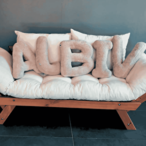 Litera, E Harfi, Yastık, Kırlent, Elyaf Dolgulu, Welsoft Kumaş, 40 Cm