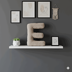 Litera, E Harfi, Yastık, Kırlent, Elyaf Dolgulu, Welsoft Kumaş, 40 Cm