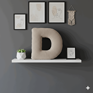 Litera, D Harfi, Yastık, Kırlent, Elyaf Dolgulu, Welsoft Kumaş, 40 Cm