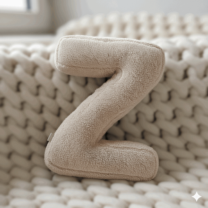 Litera, Z Harfi, Yastık, Kırlent, Elyaf Dolgulu, Welsoft Kumaş, 40 Cm