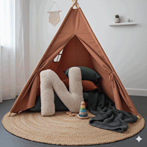 Litera, N Harfi, Yastık, Kırlent, Elyaf Dolgulu, Welsoft Kumaş, 40 Cm