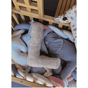 Litera, L Harfi, Yastık, Kırlent, Elyaf Dolgulu, Welsoft Kumaş, 40 Cm