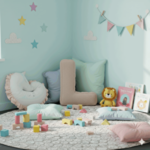 Litera, L Harfi, Yastık, Kırlent, Elyaf Dolgulu, Welsoft Kumaş, 40 Cm