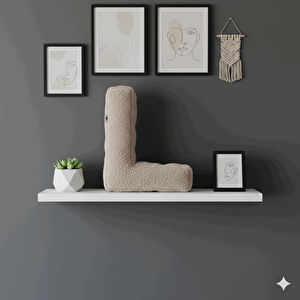 Litera, L Harfi, Yastık, Kırlent, Elyaf Dolgulu, Welsoft Kumaş, 40 Cm