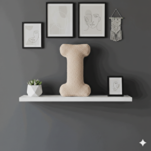Litera, I Harfi, Yastık, Kırlent, Elyaf Dolgulu, Welsoft Kumaş, 40 Cm