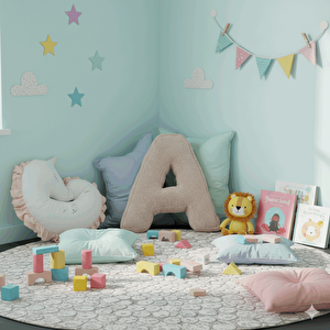 Litera, A Harfi, Yastık, Kırlent, Elyaf Dolgulu, Welsoft Kumaş, 40 Cm