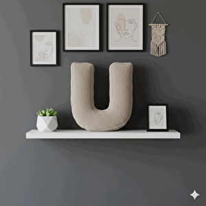 Litera, U Harfi, Yastık, Kırlent, Elyaf Dolgulu, Welsoft Kumaş, 40 Cm