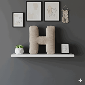 Litera, H Harfi, Yastık, Kırlent, Elyaf Dolgulu, Welsoft Kumaş, 40 Cm