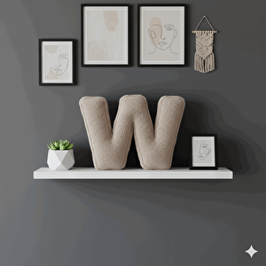 Litera, W Harfi, Yastık, Kırlent, Elyaf Dolgulu, Welsoft Kumaş, 40 Cm