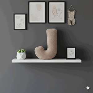 Litera, J Harfi, Yastık, Kırlent, Elyaf Dolgulu, Welsoft Kumaş, 40 Cm