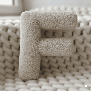 Litera, F Harfi, Yastık, Kırlent, Elyaf Dolgulu, Welsoft Kumaş, 40 Cm