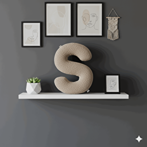 Litera, S Harfi, Yastık, Kırlent, Elyaf Dolgulu, Welsoft Kumaş, 40 Cm