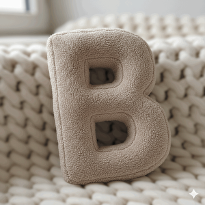 Litera, B Harfi, Yastık, Kırlent, Elyaf Dolgulu, Welsoft Kumaş, 40 Cm