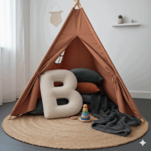 Litera, B Harfi, Yastık, Kırlent, Elyaf Dolgulu, Welsoft Kumaş, 40 Cm