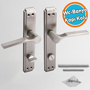 Wc Banyo Aynalı İç Kapı Kol Kolu Aynalı Sağa Sola Uygun Saten Renk Kapı Tutamağı 1 Takım