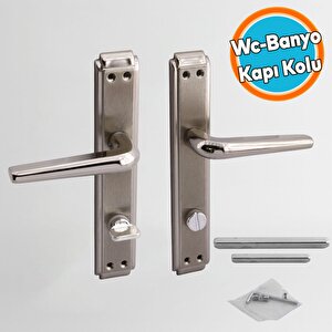 Wc Banyo İç Kapı Kol Kolu Aynalı Sağa Sola Uygun Nikel Saten Metal Tutamak