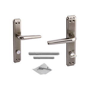 Wc Banyo İç Kapı Kol Kolu Aynalı Sağa Sola Uygun Nikel Saten Metal Tutamak