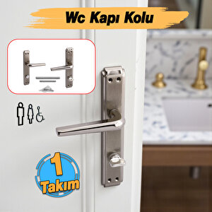 Wc Banyo İç Kapı Kol Kolu Aynalı Sağa Sola Uygun Nikel Saten Metal Tutamak