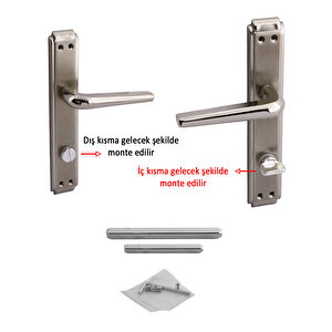 Wc Banyo İç Kapı Kol Kolu Aynalı Sağa Sola Uygun Nikel Saten Metal Tutamak