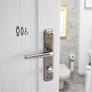 Wc Banyo İç Kapı Kol Kolu Aynalı Sağa Sola Uygun Nikel Saten Metal Tutamak