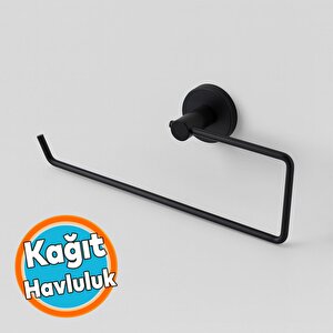 Kağıt Havluluk Mat Siyah Metal Duvara Monte Vidalı Banyo Tuvalet Mutfak Kağıt Havluluk 25 Cm