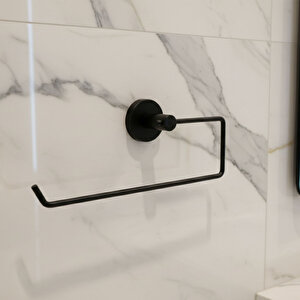 Kağıt Havluluk Mat Siyah Metal Duvara Monte Vidalı Banyo Tuvalet Mutfak Kağıt Havluluk 25 Cm