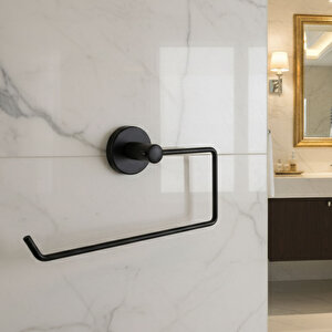 Kağıt Havluluk Mat Siyah Metal Duvara Monte Vidalı Banyo Tuvalet Mutfak Kağıt Havluluk 25 Cm