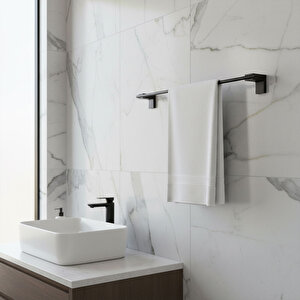 Uzun Havluluk 49 Cm Siyah Metal Duvara Monte Vidalı Lüks Banyo Asma Askı Çubuk Tasarım