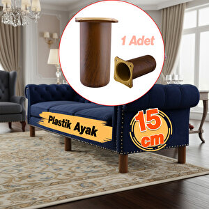 Mobilya Kanepe Koltuk Baza Yükseltici Yükseltme Ayağı Ayakları Plastik Kestane Kahvesi 15 Cm