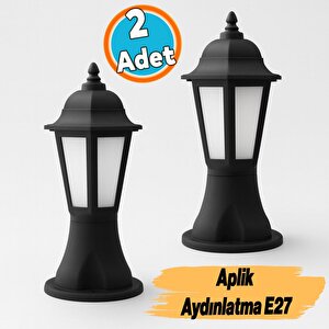 Sokak Bahçe Aplik Lamba Setüstü Aydınlatma Lale Bahçe Duvar Üstü Armatürü E27 Duy Siyah Plastik