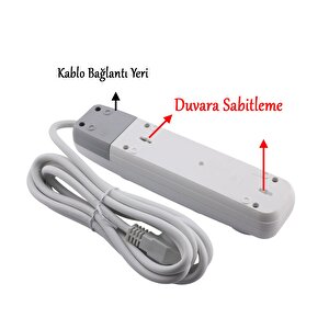 Topraklı Kablolu 4'lü Grup Priz Fiş Çoğaltıcı 10 Metre Çoklu Uzatma Kablosu Anahtarsız Monofaze