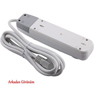 Topraklı Kablolu 4'lü Grup Priz Fiş Çoğaltıcı 10 Metre Çoklu Uzatma Kablosu Anahtarsız Monofaze