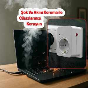 Tekli Priz Akım & Şok Korumalı Açma Kapama Düğmeli Çoçuk Korumalı Fiş 720 Joule Ip20 3600 W Koruma