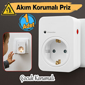 Tekli Priz Akım & Şok Korumalı Açma Kapama Düğmeli Çoçuk Korumalı Fiş 720 Joule Ip20 3600 W Koruma