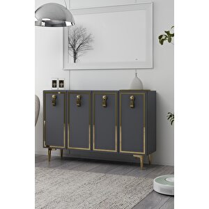 8186km-64dd Konsol,kahve Köşesi̇,ayakkabilik,ofi̇s Evrak Dolabi,mutfak Ki̇ler Dolabi,tv Üni̇tesi̇ ANTRASİT-ALTIN Antrasit