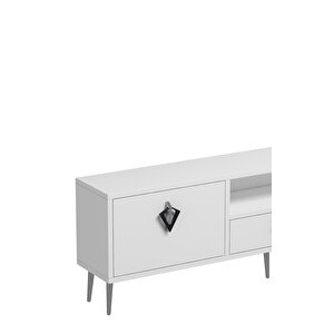 1312dropdd-32 Tv Sehpasi BEYAZ-SİYAH-GÜMÜŞ