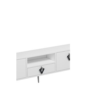 1312dropdd-32 Tv Sehpasi BEYAZ-SİYAH-GÜMÜŞ