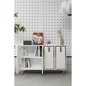 8186km-64dd Konsol,kahve Köşesi̇,ayakkabilik,ofi̇s Evrak Dolabi,mutfak Ki̇ler Dolabi,tv Üni̇tesi̇-BEYAZ ALTIN