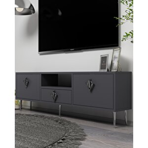1313dropdd-32 Tv Sehpasi ANTRASİT-GÜMÜŞ Antrasit Gümüş