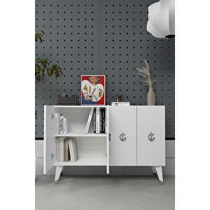 8185km-32dd Konsol,kahve Köşesi̇,ayakkabilik,ofi̇s Evrak Dolabi,mutfak Ki̇ler Dolabi,tv Üni̇tesi-BEYAZ-GÜMÜŞ