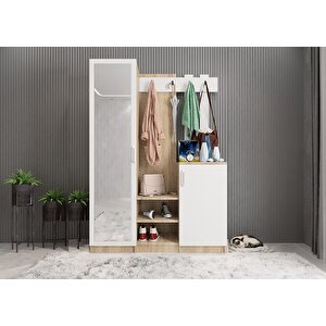 Bar 3 Kapaklı Portmanto Meşe&beyaz 135 cm