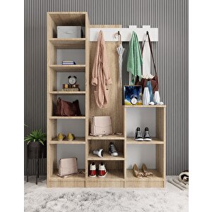 Bar 3 Kapaklı Portmanto Meşe&beyaz 105 cm