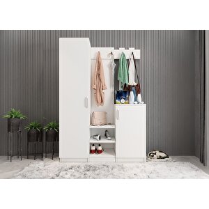 Bar Eko 3 Kapaklı Portmanto Beyaz 120 cm