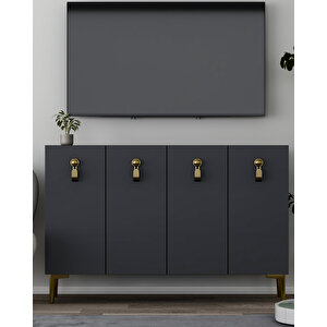 8181km-64dd Konsol,kahve Köşesi̇,ayakkabilik,ofi̇s Evrak Dolabi,mutfak Ki̇ler Dolabi,tv Üni̇tesi̇-ANTRASİT-ALTIN